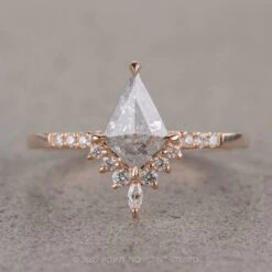 1.08 Carat Canadian Salt And Pepper Kite Diamond Engagement Ring, Avaline Setting, 14K Rose Gold