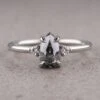 .94 Carat Salt And Pepper Pear Diamond Engagement Ring, Zoe Setting, 14K White Gold