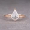 1.15 Carat Clear Kite Diamond Engagement Ring, Jane Setting, 14K Rose Gold
