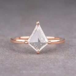 1.15 Carat Clear Kite Diamond Engagement Ring, Jane Setting, 14K Rose Gold