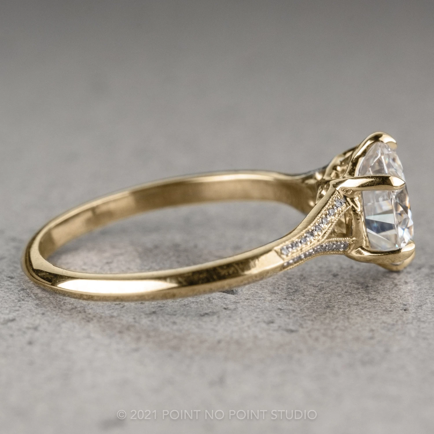 1.58 Carat Moissanite Engagement Ring, Mackenzie Setting, 14k Yellow Gold - Image 3