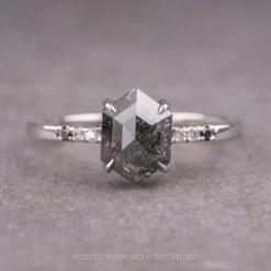 1.36 Carat Black Hexagon Diamond Engagement Ring, Ombre Jules Setting, Platinum
