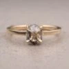 1.04 Carat Salt And Pepper Hexagon Diamond Engagement Ring, Lark Setting, 14K Yellow Gold