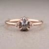 .85 Carat Salt And Pepper Pear Diamond Engagement Ring, Quinn Setting, 14k Rose Gold
