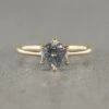 1.29 Carat Salt And Pepper Round Diamond Engagement Ring, Madeline Setting, 14k Yellow Gold