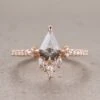 .88 Carat Salt And Pepper Kite Diamond Engagement Ring, Camila Setting, 14K Rose Gold