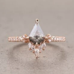 .88 Carat Salt And Pepper Kite Diamond Engagement Ring, Camila Setting, 14K Rose Gold