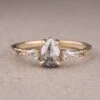 .98 Carat Salt And Pepper Pear Diamond Engagement Ring, Ombre Eliza Setting, 14K Yellow Gold