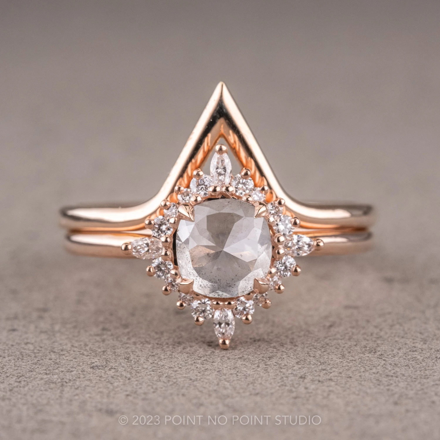 1.42 Carat Icy Grey Diamond Engagement Ring, Cosette Setting, 14k Rose Gold - Image 7