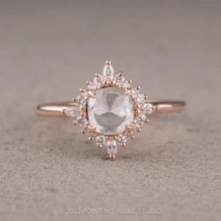 1.42 Carat Icy Grey Diamond Engagement Ring, Cosette Setting, 14k Rose Gold