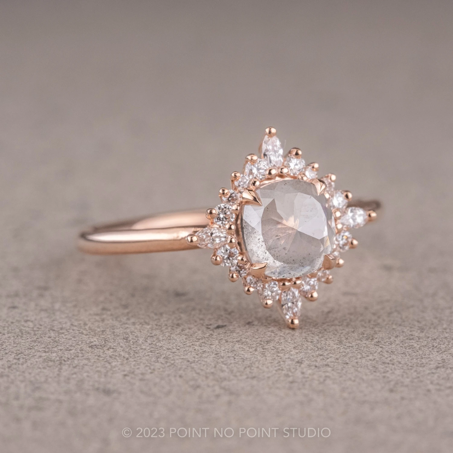 1.42 Carat Icy Grey Diamond Engagement Ring, Cosette Setting, 14k Rose Gold - Image 8