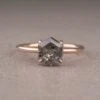 1.92 Carat Salt And Pepper Hexagon Diamond Engagement Ring, Basket Jane Setting, 14K Rose Gold
