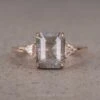1.53 Carat Salt And Pepper Emerald Cut Diamond Engagement Ring, Zoe Setting, 14K Rose Gold