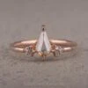 .70 Carat Salt And Pepper Kite Diamond Engagement Ring, Quinn Setting, 14k Rose Gold