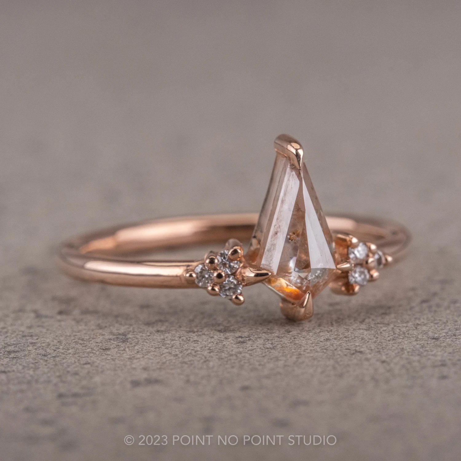 .70 Carat Salt And Pepper Kite Diamond Engagement Ring, Quinn Setting, 14k Rose Gold - Image 5