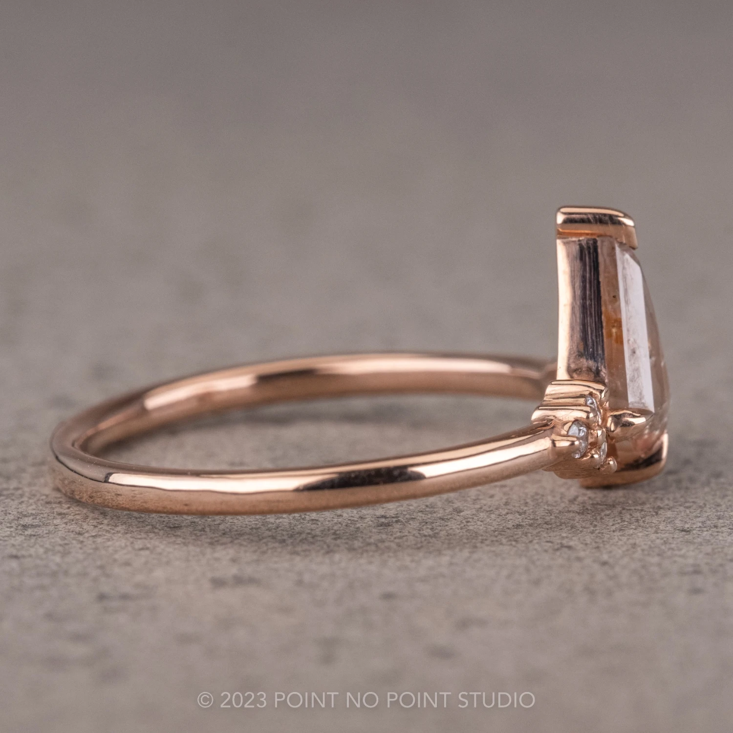 .70 Carat Salt And Pepper Kite Diamond Engagement Ring, Quinn Setting, 14k Rose Gold - Image 6