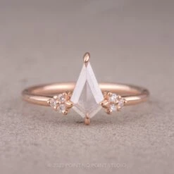 .72 Carat Icy White Kite Diamond Engagement Ring, Quinn Setting, 14k Rose Gold