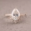 2.48 Carat Pear Moissanite Engagement Ring, Kanara Setting, 14K Rose Gold