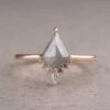 1.35 Carat Salt And Pepper Kite Diamond Engagement Ring, Ava Setting, 14K Rose Gold