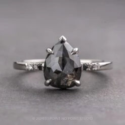 2.80 Carat Black Pear Diamond Engagement Ring, Ombre Sirena Setting, Platinum