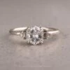 1.56 Carat Hexagon Moissanite Engagement Ring, Betty Setting, Platinum