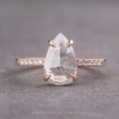 1.82 Carat Icy White Pear Diamond Engagement Ring, Jules Setting, 14K Rose Gold