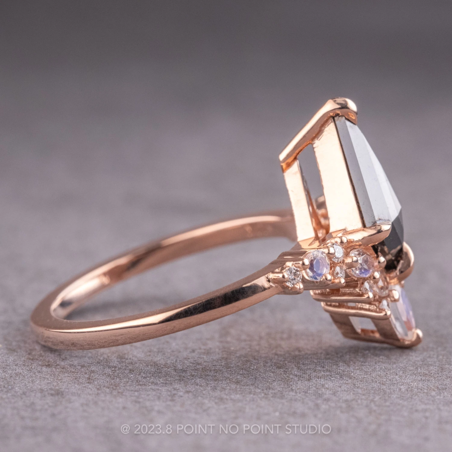 1.53 Carat Black Kite Diamond Engagement Ring, Adeline Setting, 14K Rose Gold - Image 6