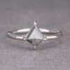 1.28 Carat Salt And Pepper Kite Diamond Engagement Ring, Jane Setting, Platinum