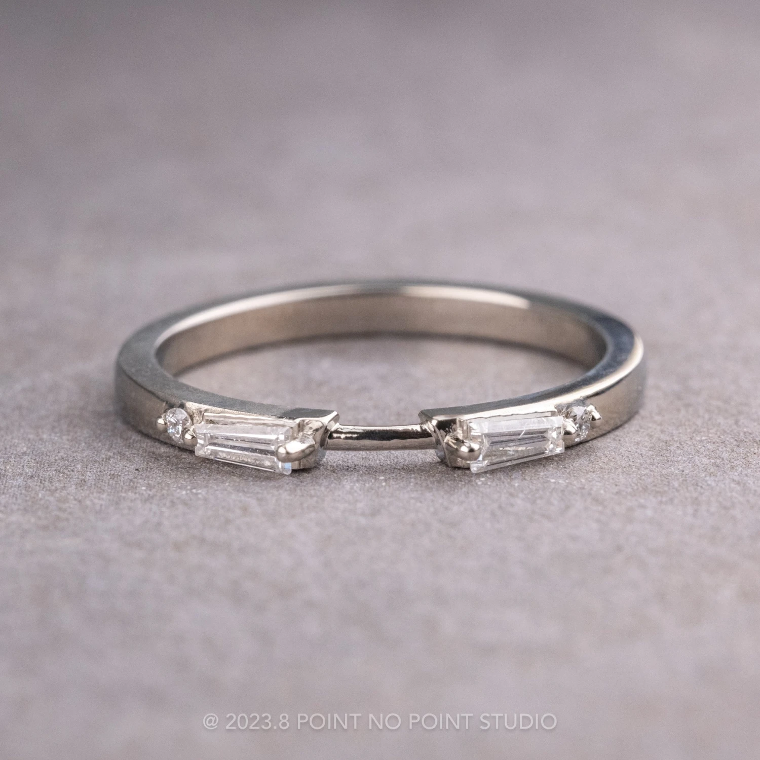 Baguette Diamond Wedding Cuff, Harper Setting, 14K White Gold
