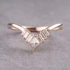 Salt And Pepper Kite Diamond Wedding Band, Violet Setting, 14K Rose Gold