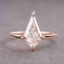 2 Carat Kite Moissanite Engagement Ring, Lark Setting, 14K Rose Gold