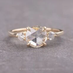 1.40 Carat Canadian Clear Round Diamond Engagement Ring, Zoe Setting, 14K Yellow Gold
