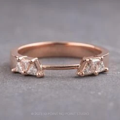 Triangle Diamond Wedding Cuff, Trinity Setting, 14K Rose Gold
