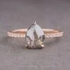 1.74 Carat Salt And Pepper Pear Diamond Engagement Ring, Juliette Setting, 14K Rose Gold