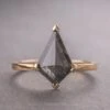 3.18 Carat Black Speckled Kite Diamond Engagement Ring, Charlize Setting, 14k Yellow Gold