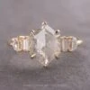 3.62 Carat Icy White Hexagon Diamond Engagement Ring, Betty Setting, 14K Yellow Gold