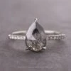 2.07 Carat Black Speckled Pear Diamond Engagement Ring, Juliette Setting, 14K White Gold
