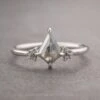 .91 Carat Salt And Pepper Kite Diamond Engagement Ring, Quinn Setting, Platinum