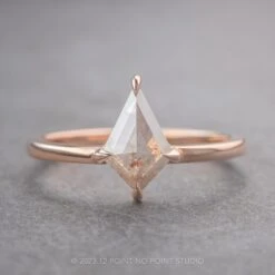 1.01 Carat Icy Orange Salt And Pepper Kite Diamond Engagement Ring, Jane Setting, 14k Rose Gold