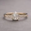 .84 Carat Icy White Pear Diamond Engagement Ring, Eliza Setting, 14k Yellow Gold