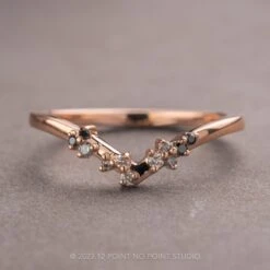 Round Diamond Wedding Band, Ombre Aspen Setting, 14k Rose Gold