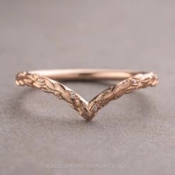 Round Diamond Wedding Band, Pixie Setting, 14k Rose Gold
