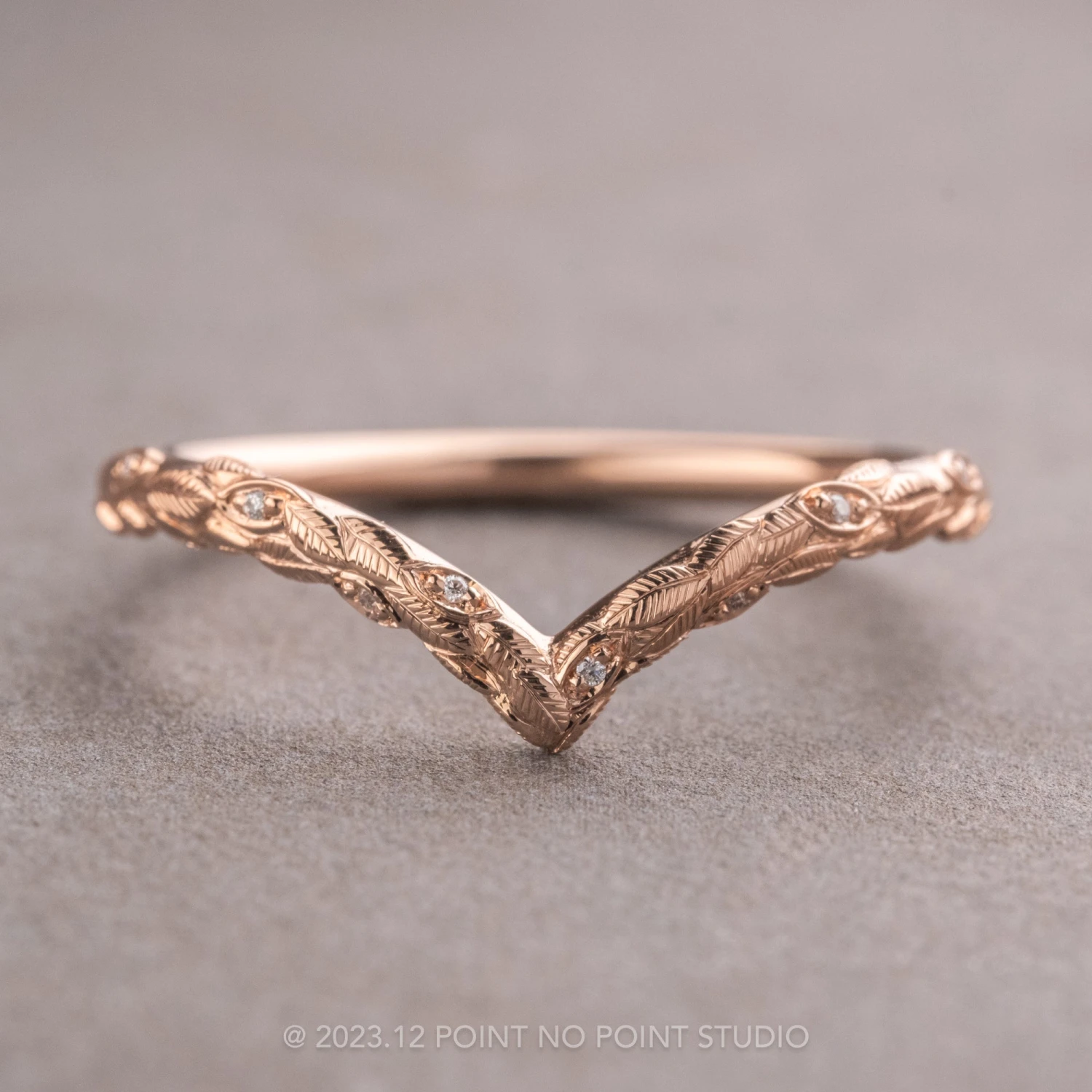 Round Diamond Wedding Band, Pixie Setting, 14k Rose Gold