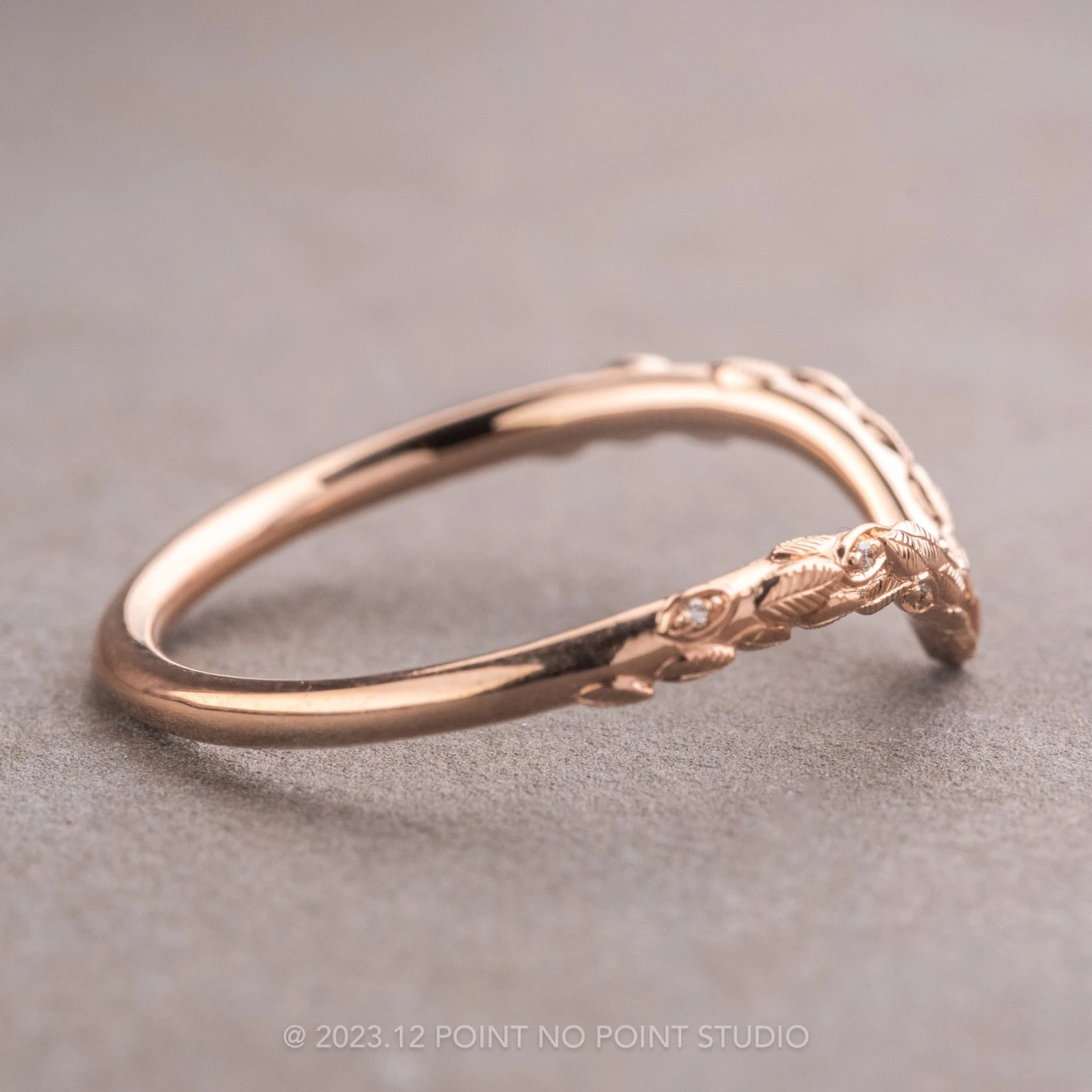 Round Diamond Wedding Band, Pixie Setting, 14k Rose Gold - Image 5