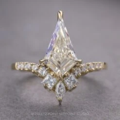 1.92 Carat Kite Moissanite Engagement Ring, Willa Setting, 14K Yellow Gold
