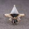 2.23 Carat Black Kite Diamond Engagement Ring, Ombre Wren Setting, 14K Yellow Gold