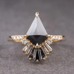 2.23 Carat Black Kite Diamond Engagement Ring, Ombre Wren Setting, 14K Yellow Gold