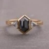 2 Carat Black Hexagon Diamond Engagement Ring, Bezel Zoe Setting, 14k Rose Gold