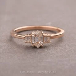 .49 Carat Step Cut Hexagon Diamond Engagement Ring, Betty Setting, 14k Rose Gold