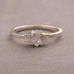 .49 Carat Step Cut Hexagon Diamond Engagement Ring, Betty Setting, 14k White Gold